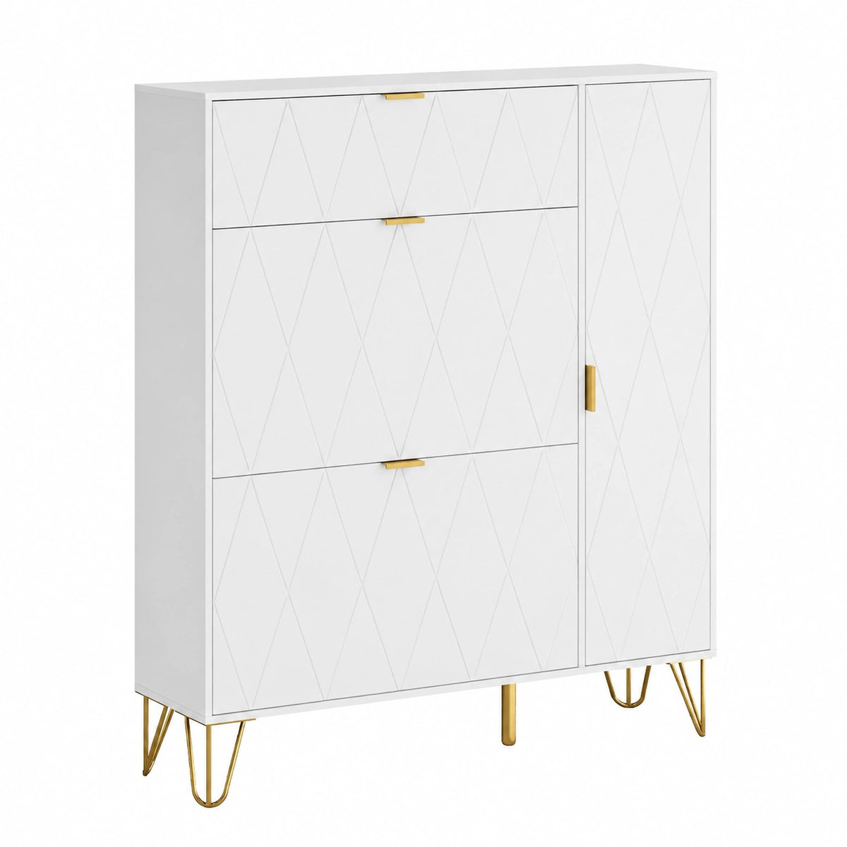 Meuble à chaussures, avec rangement, coloris blanc, pour l’entrée ou le couloir