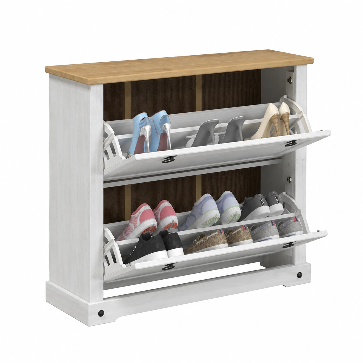 Meuble à chaussures, avec rangement, coloris blanc, 99 x 32 x 85 cm, pour l’entrée ou le couloir