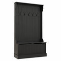 Porte-manteau, avec rangement, avec crochets, coloris noir, 96 x 34 x 179,7 cm, pour l’entrée ou le couloir