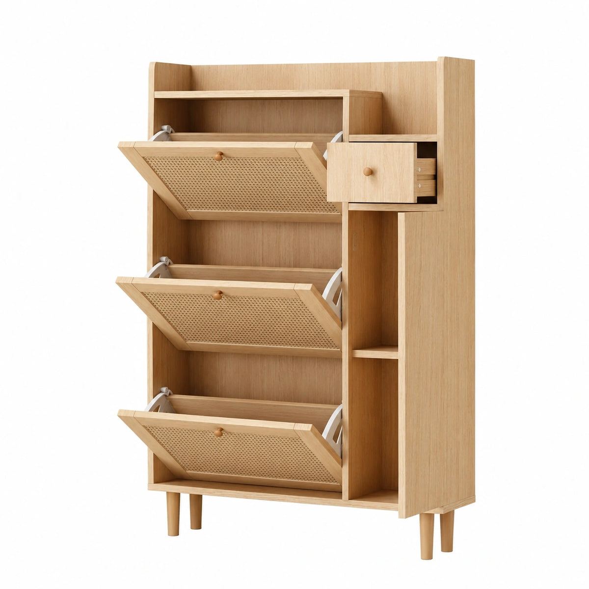 Meuble à chaussures, avec tiroirs, avec portes, en résine tressée, pour l’entrée ou le couloir