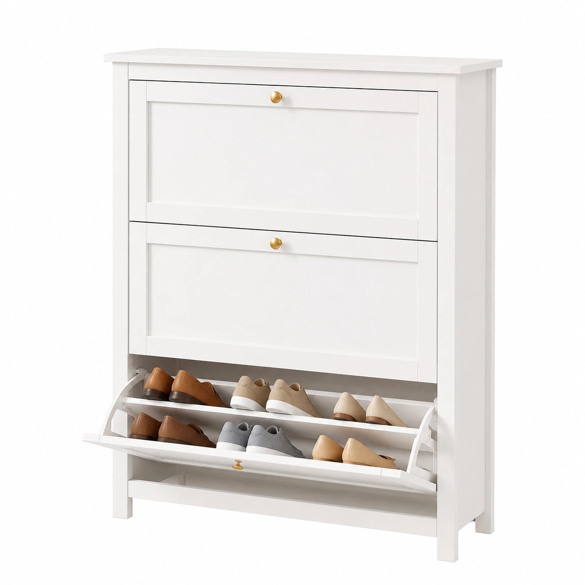 Meuble à chaussures, réglable, avec rangement, 90 x 110 x 30 cm, coloris blanc, pour l’entrée ou le couloir