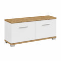 Banc, avec rangement, avec portes, en chêne, coloris blanc, pour les espaces de vie