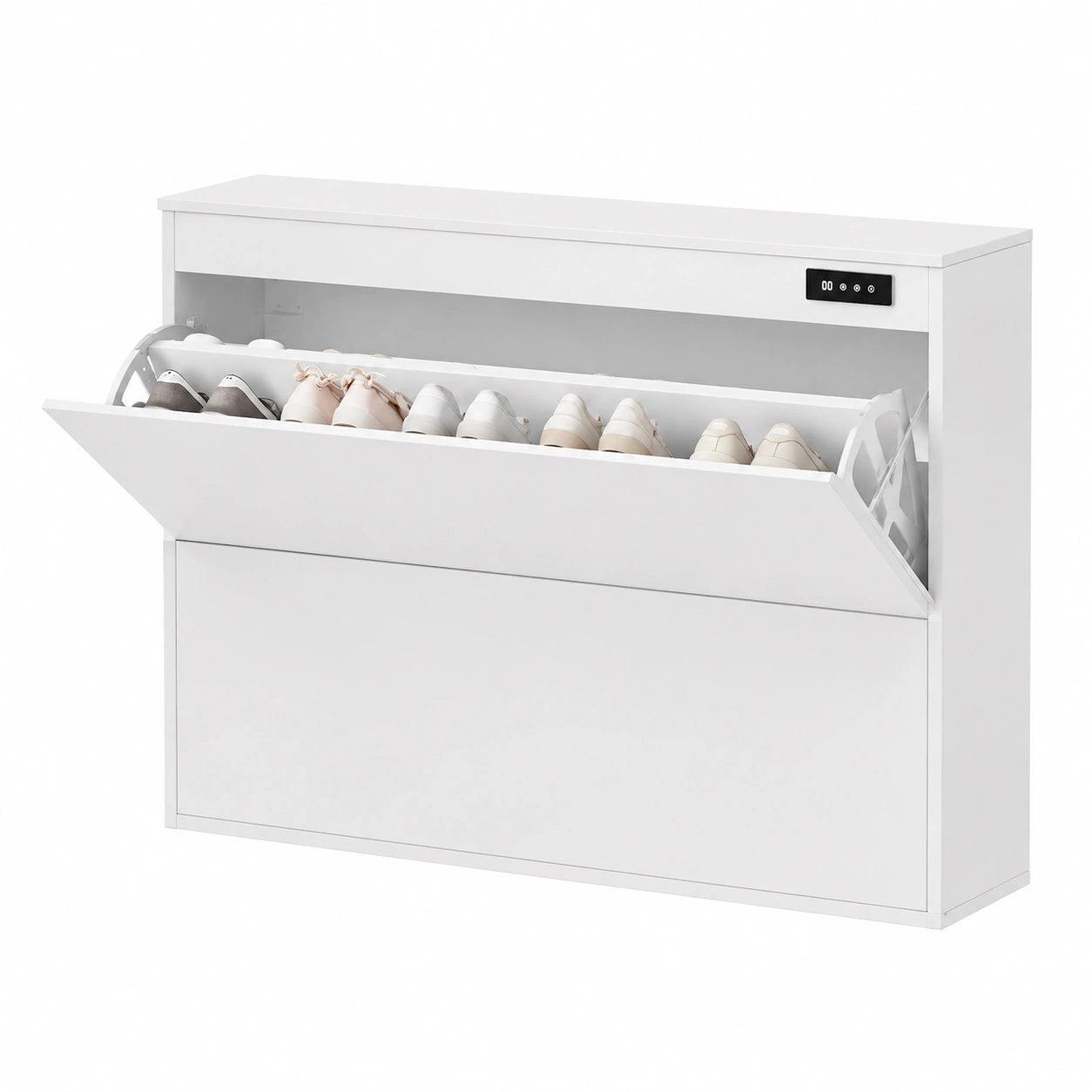 Meuble à chaussures, réglable, avec rangement, coloris blanc, pour l’entrée ou le couloir